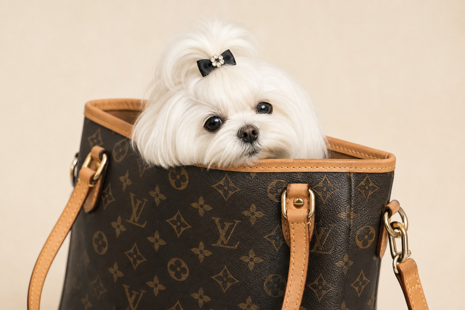 Tiny, white and well aware of its glamour: the designer handbag is their preferred mode of transport.