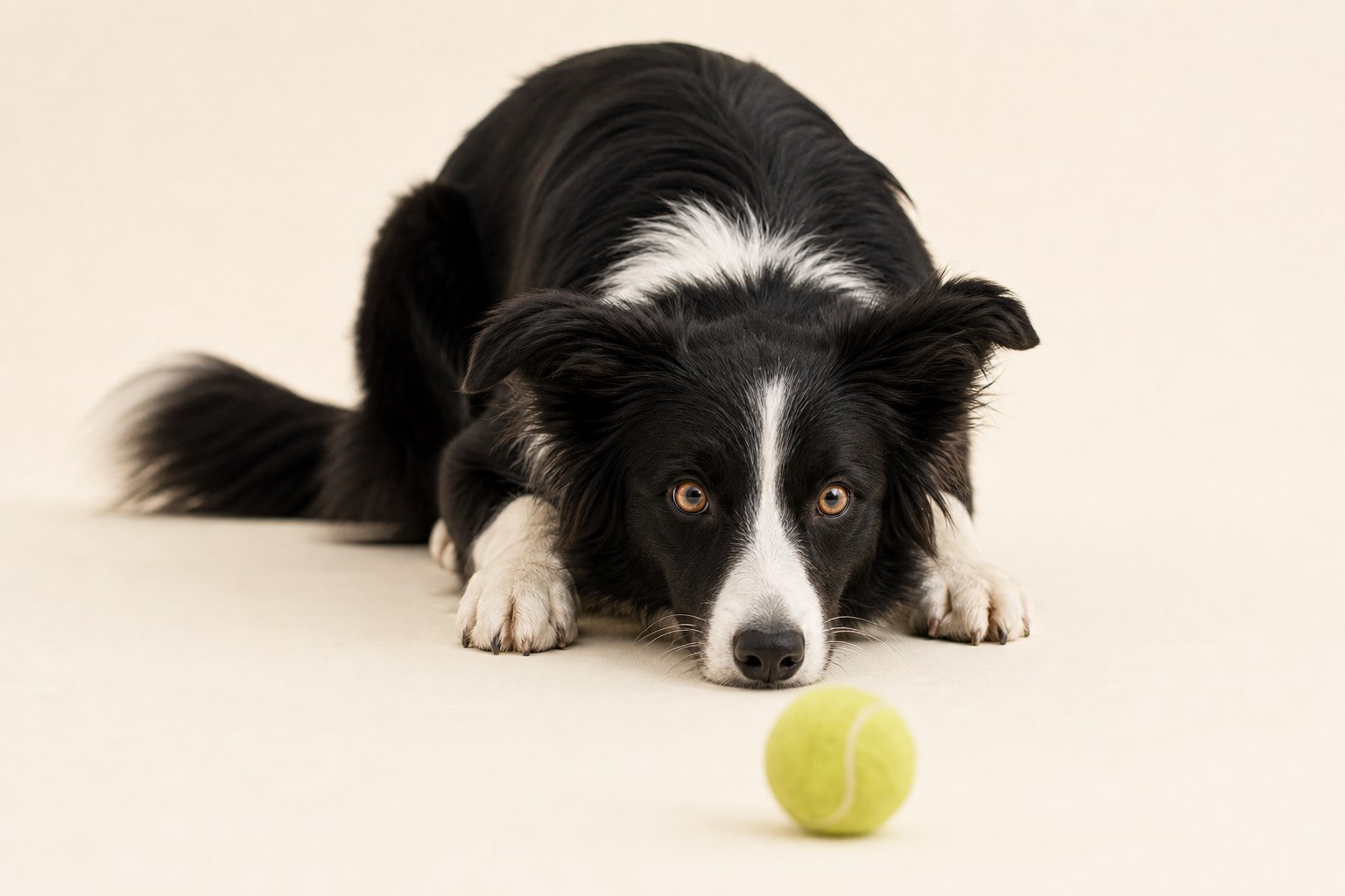 «The eye»: that hypnotic herding stalk works just as well on sheep as on a single tennis ball.