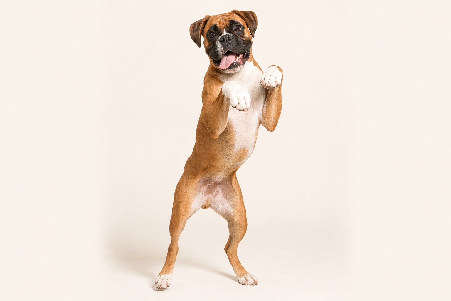 They're called Boxers for a reason: they stand on hind legs and «box» with their front paws when playing.