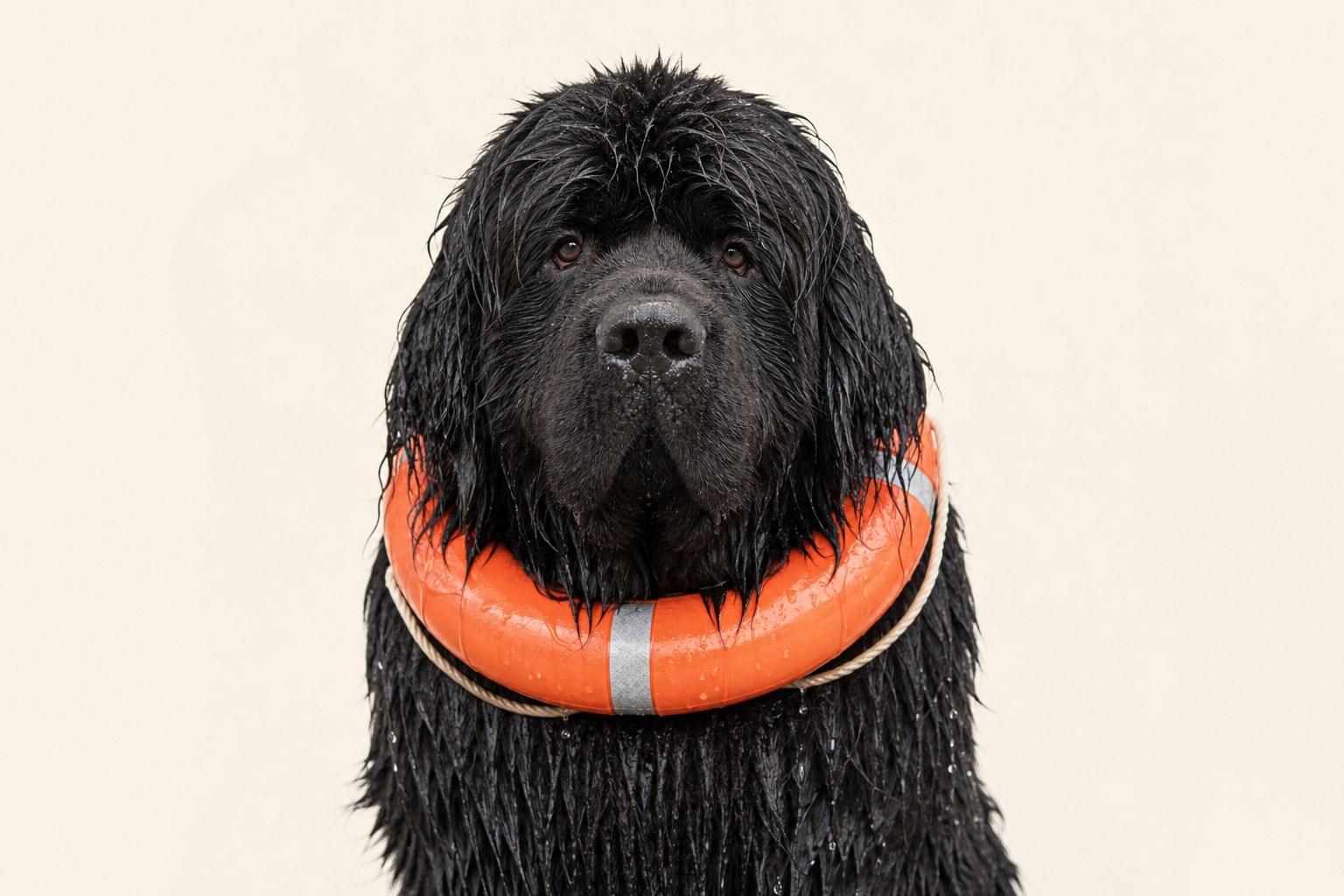 Born swimmer and historic water rescuer: webbed feet, waterproof coat and ice-cold composure in the water.